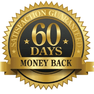 SlimLeaf 60 day money back guarantee badge for risk-free probiotic weight loss supplement purchase